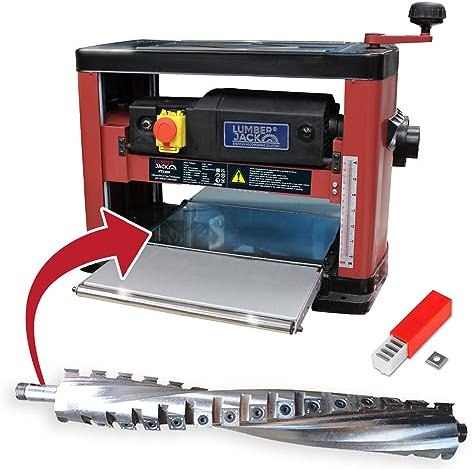 LUMBER JACK PT330H Thicknesser with Helical Cutter Spiral Head, 1500W Motor, Portable Bench Top Woodworking Machine, 330mm x 152mm Planing Capacity from The PRO Series