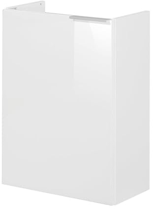 FACKELMANN Kara Waschbeckenunterschrank schmal – Unterschrank für Waschtisch im Gäste-WC (44 cm x 60 cm x 24,3 cm) – Türanschlag Links – SBC Badezimmerschrank hängend in Weiß Hochglanz