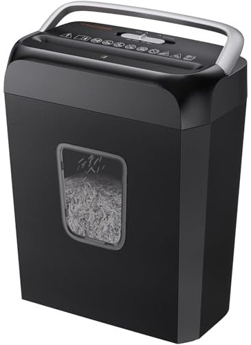 Bonsaii 6 Sheet Cross Cut Paper Shredder, Shreds Credit Cards, Staples, and Clips, Paper Shredder for Home & Small Office Use, Portable Handle Design, 13L Bin (C237-B)