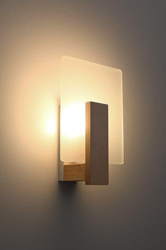 MiaLux Wandleuchte Wandlampe Innen – Wandbeleuchtung – Led-Wandleuchte Innen – Wandstrahler Innen – Glühbirne im Lieferumfang Enthalten – Lampe Wand Innen Berta Naturholz - E14-Fassung
