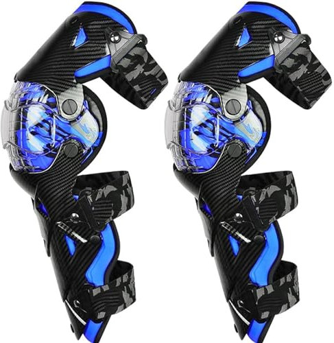 Yoeoefuo Knieschoner Motorrad Herren Knieschützer Knieschutz Universal ATV Mountainbike Knieschienerschütze Winter Knie-Schienbeinschoner Protektor-Set Für Erwachsene (Color : Blau)