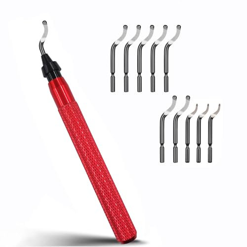 Heeieuk Entgratwerkzeugset mit 11 Hochgeschwindigkeitsstahlgratentfernungs Gemischt Ersatzklingen for 3D gedruckte Kanten, Die Kunststoffe, Das Holz, Das Harz, Metall,PVC Die Kanten