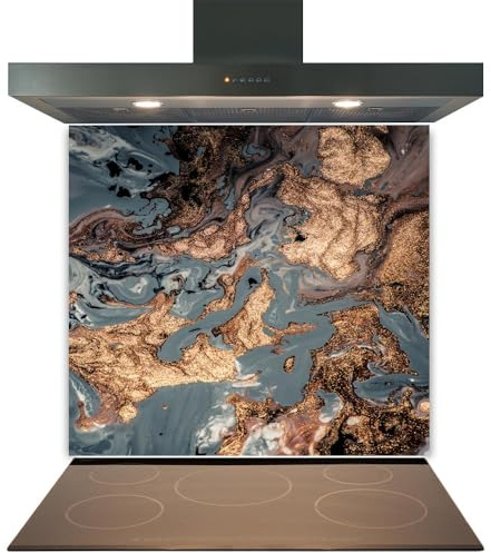 Glass Kitchen Splashback Panel – Design 2003, 60x60cm, 6mm Toughened Heat Resistant Tempered Glass Hob Backsplash with Polished Edges, Easy Clean Cooker Wall Protector for Modern Kitchen Cooker & Hob
