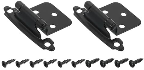 sourcing map Inset Hinges, 2Pcs 1/2 Overlay Semi-Concealed Face Mount Cabinet Hinges, Self-Closing, Black