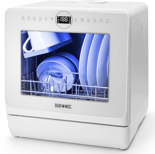 Duronic DW5 WE Lave-vaisselle de table 950W lave vaisselle posable portable compact gain de place pour petite cuisine 7 programmes de lavage séchage efficace pratique