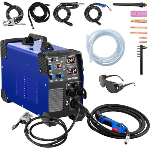 MIG 200A Inverter Welder, 3in1 Combo MMA/MIG/LIFT Welder Machine, ARC Welding Kit, with Electrode Holder,Work Clamp, Input Power Adapter Cable, for Beginners DIY/Professional Welders