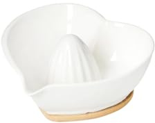 Brandani 52915 Spremiagrumi Cuore in Porcellana e Bamboo – Design Elegante e Funzionale per Succo Fresco