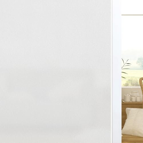 Warmiehomy White Frosted Window Film Privacy for Glass Windows,100x200cm Static Cling Frosting Window Films Anti-UV for Office Bathroom Home