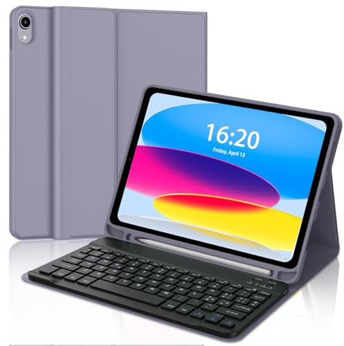 JADEMALL Tastiera Bluetooth Staccabile Magnetica per iPad 10 Generazione 10,9/11 A16 2025, Custodia con Tastiera Italiana QWERTY, Viola