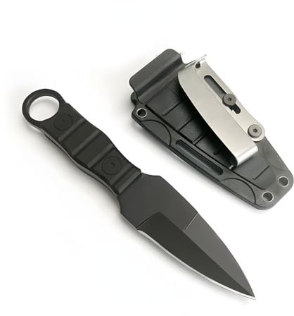 VARKAGE Messer Outdoor, 16 cm Edc Messer, Tragbar Edelstahl Gürtelmesser mit Scheide für Outdoor Survival Selbstverteidigung