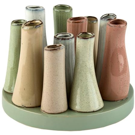 Mariles Vasen Set auf Sockel Blumenvasen Blumengefäß Tischdeko Tafeldeko Blumendeko 14 ⌀ Multi
