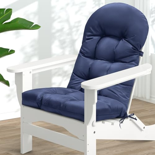 Cuscino per sedia a dondolo Adirondack in memory foam, impermeabile, spesso, con schienale alto, per sedie a dondolo da patio (blu)