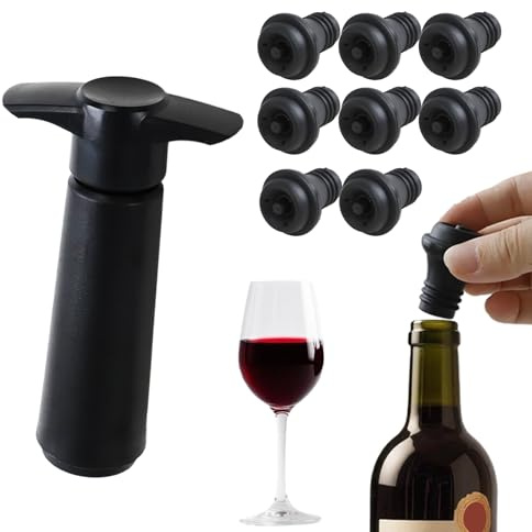 QZDAFFIC 8Pcs Wine Bottle Stoppers with Vacuum Pump, Reusable Wine Stopper Keep Fresh Wine Accessories, Bottle Stopper Preserver for Beer Prosecco Gift