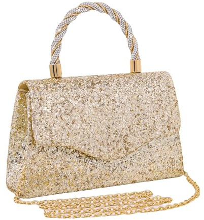 LiveGo Glitter Evening Bag Sparkly, Clutch Purses for Women Wedding Glitter, Women's Clutch Bags, Sequin Bag Envelope Handbags Purses for Prom Cocktail Party Wedding Engagement