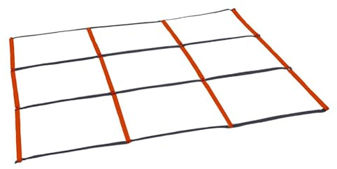 Harilla Escalera de Entrenamiento de Agilidad de 138 x 126 cm, Plegable, para coordinación, Equilibrio, Salto, obstáculos y Velocidad, Rojo