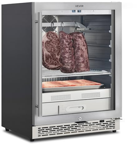 VEVOR Armadio per Stagionatura della Carne da 45 kg, Armadietto per Essiccazione della Carne con Controllo Preciso della Temperatura e dell'Umidità, Macchina per Stagionatura della Bovina per Cucina