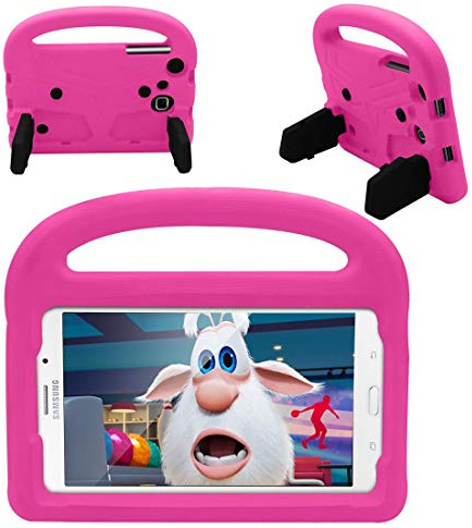 Resa med surfplatta Tablet Väska For Samsung Galaxy T230 / T235 Silikonväska For barn, For ShocktoFous Lightweight Dropproof Stand Case, med handtag och kickstand(RoseRed)