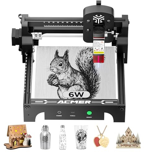Laser Graviermaschine Acmer S1 6w Lasergravur Maschine,GravurfläChe 130 × 130mm Laser Gravur 10000mm/Min Laserschneider, 0.01mm HochpräZise Laser Cutter FüR Holz,Graviermaschine Metall Glas, Keramik