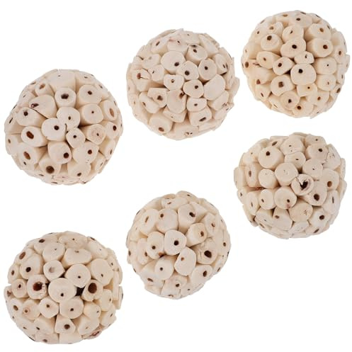 DOITOOL Weiche Essbare Kaubälle für Kleine Haustiere 6 Stück Natürliches Kauspielzeug aus Schadstofffreiem Material für Wellensittiche Nymphensittiche Kaninchen und Hamster Beschäftigung