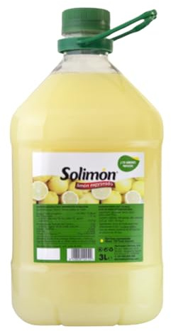 Solimón Zumo de Limón 100% Natural 3 L – Exprimido, Sin Cafeína, Fresco y Natural | Ideal para Cocina, Bebidas, Postres y Uso Diario | Refrigerar Tras Apertura