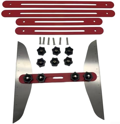 Herramienta de medición de calibre de escalera, plantilla de medición de contorno para trazado de suelo de madera, kit de plantilla de regla de metal ajustable para montaje de escaleras laminadas y