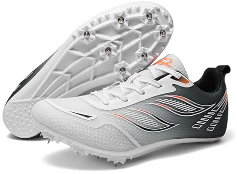 Dwihuize Zapatillas De Atletismo Hombre Mujer Zapatillas De Carreras con Clavos Transpirables Y Antideslizantes para Saltos Y Velocidad,Negro,37 EU