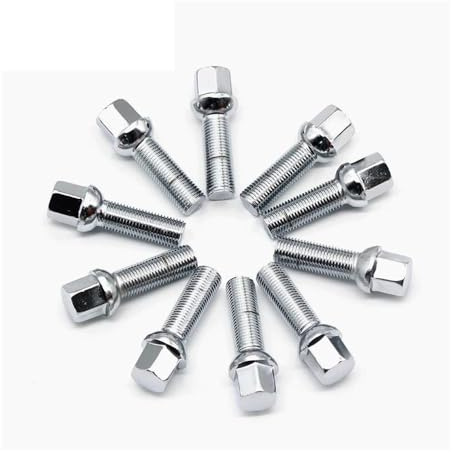 Radbolzen Aus Stahl, M12x1,5 14x1,25 12x1, Verschiedene Längen 10 Stück Für BMW Auto-Radschrauben(Round 55mm,M14x1.25)