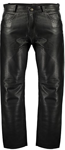 Classic Fitted (Biker Motorcycle or Casual) Men's Leather Pants Trousers (42) Black