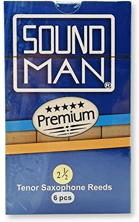 6 Soundman® Blättchen für Tenorsaxophon - Rohrblätter für Saxophon - Schachtel à 6 Stück (Stärke 2,5)