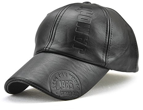 Roffatide Herren Rändelung PU Leder Baseballmütze Schirmmütze Kappe Herbst und Winter