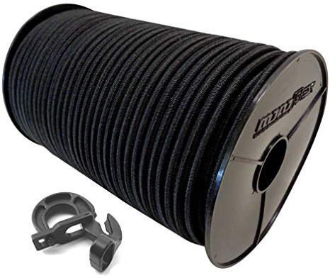 10mm 40m Expanderseil Gummiseil + 10 Easyfix Haken mit PE Mantel Gummileine Planenseil Seil Plane in Schwarz