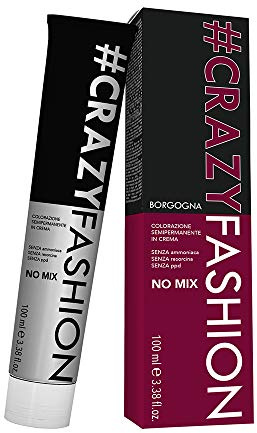 Crazy Fashion, Colorazione Semipermanente in Crema, Colore Borgogna | Senza Ammoniaca, Resorcina e PPD, Durata da 6 a 8 Shampoo, Tinta per Capelli Temporanea, 100 ml
