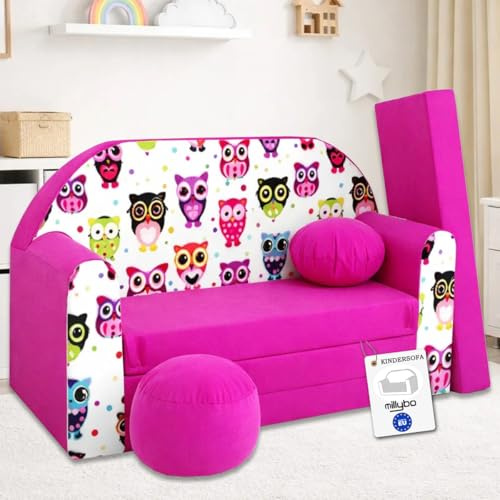 millybo Kindersofa Kinder Couch mit Schlaffunktion ausklappbar 3in1 Kinder Sofa Spielsofa mit Bettfunktion Mädchen Jungen Sitzsack Minisofa Schlafsofa Kinderzimmer Schlafsessel (H17)