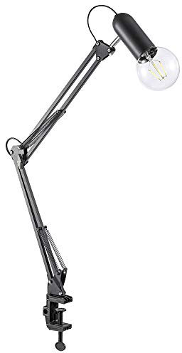 Retro Klemm Strahler Tisch Leuchte schwarz Arbeits Zimmer FILAMENT Lampe im Set inkl. LED Leuchtmittel