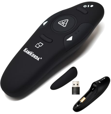 KamKorda Presentation Clicker, Clicker for PowerPoint, Board Clicker, Presentation Pointer, for Teachers, University, College Lectures - Black