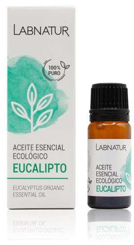 Aceite Esencial Eucalipto 100% Puro 10ml Labnatur. Rico en Ácidos Grasos, Vitaminas y Nutrientes Esenciales para la Piel y el Cabello. Producto Natural y Vegano. Refrescante, Balsámico.