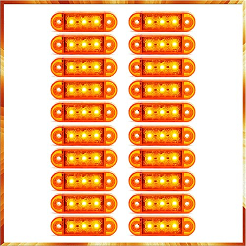 Easy Link 10X LED Gelb Begrenzungsleuchte Positionsleuchte Seitenmarkierungs Licht Universal für LKW Anhänger VAN Auto (Gelb, 20)