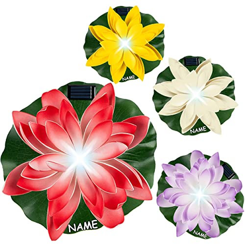 alles-meine.de GmbH 2 Stück Solar - LED Lichter - schwimmende Seerose - Bunte Farben - inkl. Name - Ø 29 cm - Leuchte - Blume Blüte - Solarblume - Garten Wetterfest für Innen A..