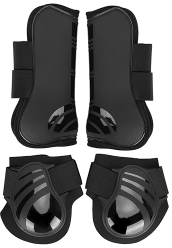 FOLOSAFENAR Open Front Jumping Horse Tendon and Fetlock Boots Strong and Thick (Black, M)