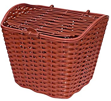 Cestino per Bici in plastica Contenitore per Articoli Vari Staccabile di Grandi Dimensioni con Coperchio Cestino per Manubrio Anteriore per Bicicletta, Marrone