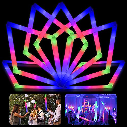YYYuYong 102 lot Bâton Lumineux LED Blanc Mariage,Bâton Lumineux LED en Mousse,3 Modes Bâtons Lumineux Clignotants Fournitures de Fête Brillent dans Le Noir pour Fête, Concert et Événement