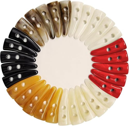 Knebelknöpfe aus Horn mit Zahnimitat, kompatibel mit Mantel, Jacke, Blazer, cremefarbener Knochen, 5 cm, 30 Stück