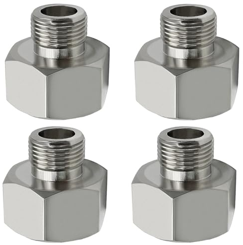 Beduan Brass Water Line Adapter 1/2 Female to 3/8 Male Reducer Hose Pipe Compression Fitting Kitchen Bathroom Faucet Supply Hose, Stop Valve Adapter, Pipe Connector With Rubber Washer(Pack of 4)