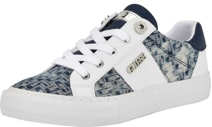 Guess Women's Loven3 Sneaker, White/Blue 171, 9