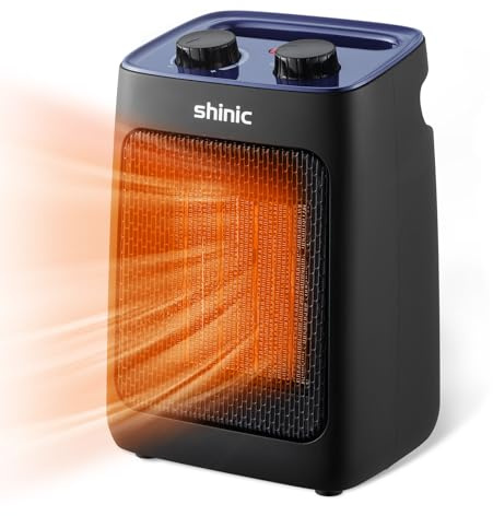 shinic Portable Space Heater with Thermostat, 1500W Small PTC Ceramic Office Heater for Indoor use, 2S Fast Heating, Overheat & Tip-Over Protection, ETL Listed for Home Pets (Dark Blue)