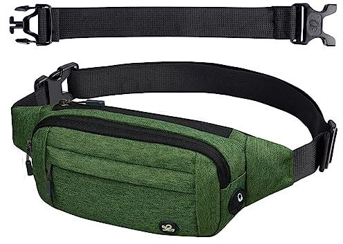Waterfly Bumbags Waist Fanny Pack Ladies Fashion Bum Bag with Adjustable Belt for Sport Running Hiking Jogging Girls Women Men (Green)