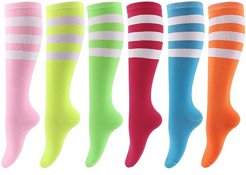 DRESHOW 6 Paia Calzettoni Calze Gambaletto Calzini Lunghi Calzettoni Coscia Scaldamuscoli Stivali Ginocchio Alta Calze di Avvio per Ragazze e Donna