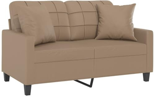 vidaXL Sofa 2 Sitzer, Couch mit Zierkissen, Liegesofa für Wohnzimmer, Polstersofa Sessel Relaxsofa Loungesofa Relaxcouch, Cappuccino Braun Kunstleder