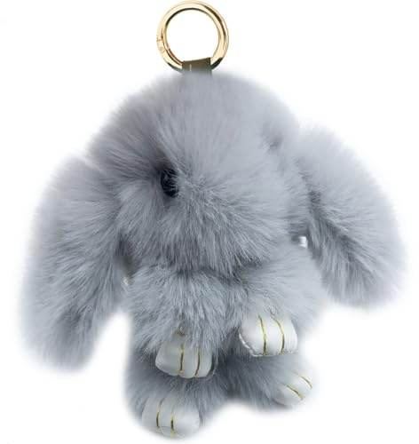 Xsclpomddy Süße Plüsch Hase Schlüsselanhänger Plüsch-Häschen Schlüsselanhänger Pom Poms Taschenanhänger Handtasche Autoschlüssel Dekoration