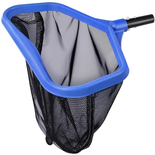 WELDUN Poolkescher Bodenkescher mit doppelten tiefen Netz, Tiefenkescher zur Reinigung von Schwimmbad, Teich, Blau(Keine Stange)